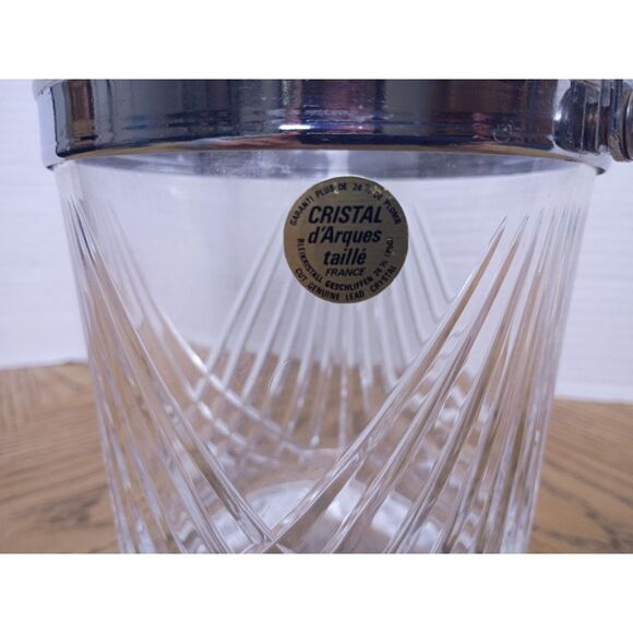 Vintage Cristal d'Arques Taille Cut Crystal Ice Bucket With Silver Tone Handle - Picture 2 of 7